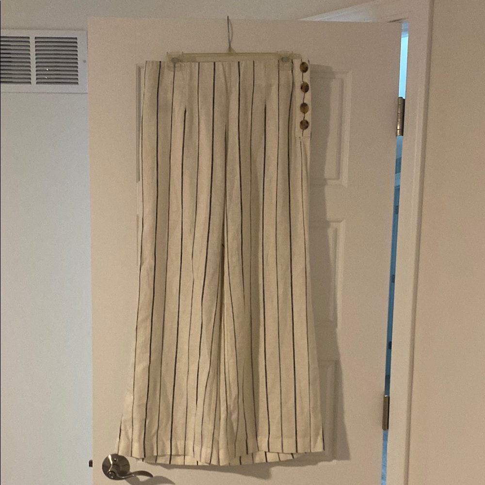 GAP Cream and Black Striped Wide Leg Pants